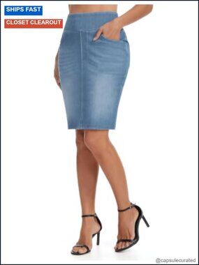 High Waist Pencil Jean Skirt for Women Stretchy Denim with Pockets